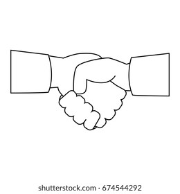 Hands with handshake agreement icon