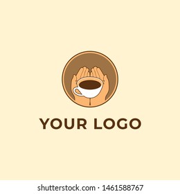 hands hanging coffee cup logo template