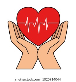 hands with heart cardio isolated icon