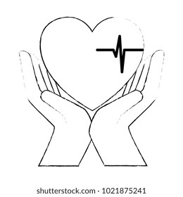 hands with heart cardio isolated icon