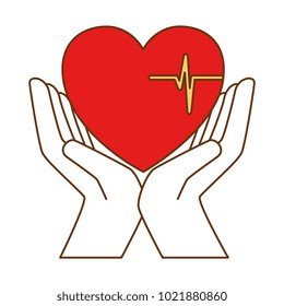 hands with heart cardio isolated icon