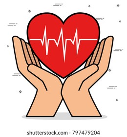 hands with heart cardio isolated icon