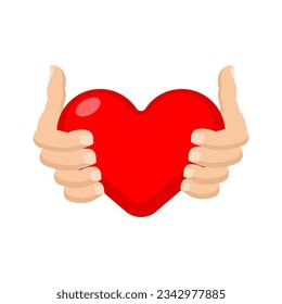 Manos en el corazón. Concepto de mantener el amor.