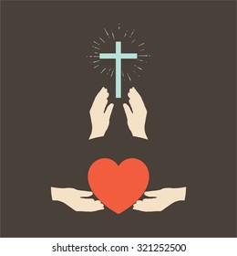 Hands and heart, hands and cross