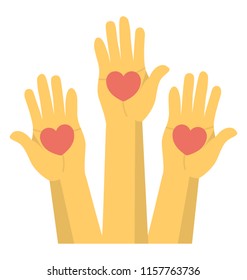 
Hands with the heart are denoting charity
