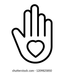 Hands with the heart are denoting charity