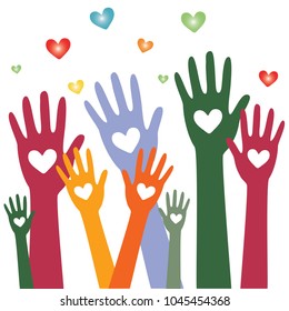 Hands and heart donation donor concept.Icon of kindness and charity.Vector illustration