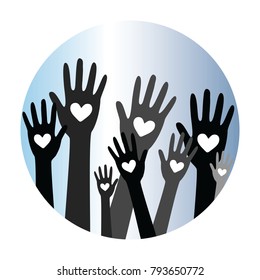 Hands and heart donation donor concept.Icon of kindness and charity.Vector illustration