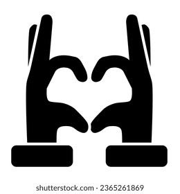 Hands in heart form solid icon, gestures concept, Heart shape hand gesture sign on white background, hand making heart sign in glyph style for mobile concept, web design. Vector graphics