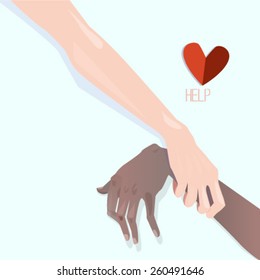 hands with heart. to help people. teamwork. vector. trust