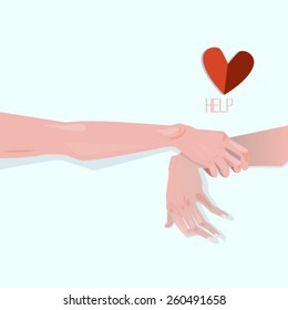 hands with heart. to help people. teamwork. vector. trust