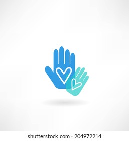 hands with heart icon