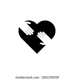 Hands in the heart icon charity set