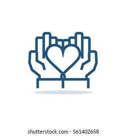 Hands And Heart Icon. Charity, Sponsorship,donation,donor Symbol.