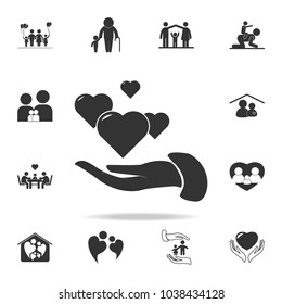 in the hands of the heart icon. Detailed set of family icons. Premium quality graphic design. One of the collection icons for websites, web design, mobile appfamily on white background
