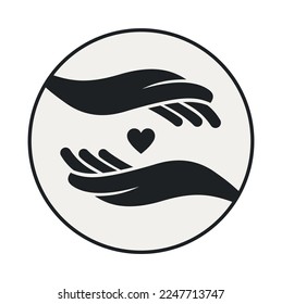 hands of the heart icon, flat design best vector illustration.