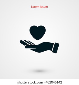 hands of the heart icon, flat design best vector icon