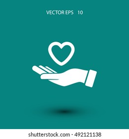 hands of the heart icon, flat design best vector icon