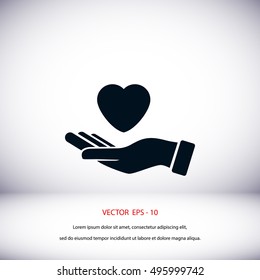 hands of the heart icon, flat design best vector icon