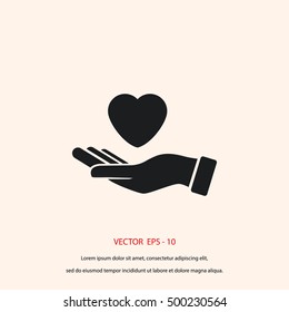 hands of the heart icon, flat design best vector icon