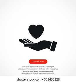 hands of the heart icon, flat design best vector icon