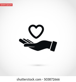 hands of the heart icon, flat design best vector icon