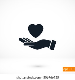 hands of the heart icon, flat design best vector icon