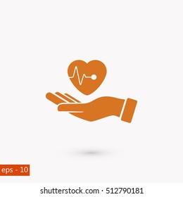 hands of the heart icon, flat design best vector icon