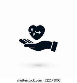hands of the heart icon, flat design best vector icon
