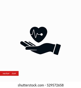 hands of the heart icon, flat design best vector icon