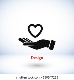 hands of the heart icon, flat design best vector icon