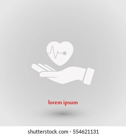 hands of the heart icon, flat design best vector icon