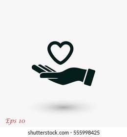 hands of the heart icon, flat design best vector icon