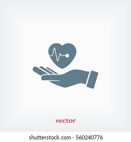 hands of the heart icon, flat design best vector icon