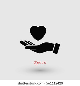 hands of the heart icon, flat design best vector icon