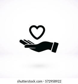 hands of the heart icon, flat design best vector icon