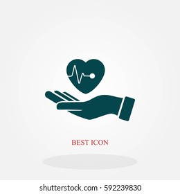 hands of the heart icon, flat design best vector icon