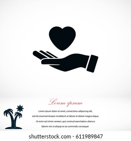 hands of the heart icon, flat design best vector icon