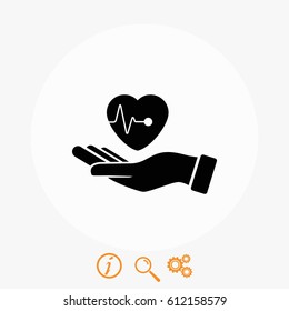 hands of the heart icon, flat design best vector icon
