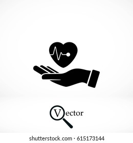 hands of the heart icon, flat design best vector icon