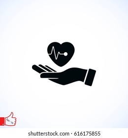hands of the heart icon, flat design best vector icon
