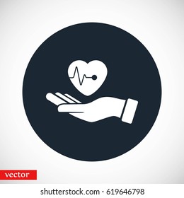 hands of the heart icon, flat design best vector icon