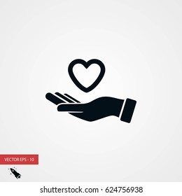hands of the heart icon, flat design best vector icon