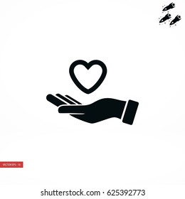 hands of the heart icon, flat design best vector icon