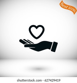 hands of the heart icon, flat design best vector icon