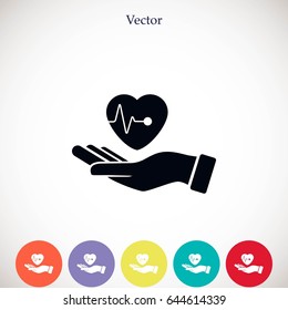 hands of the heart icon, flat design best vector icon