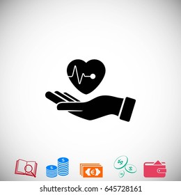 hands of the heart icon, flat design best vector icon