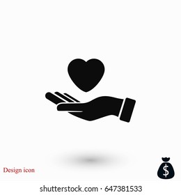 hands of the heart icon, flat design best vector icon