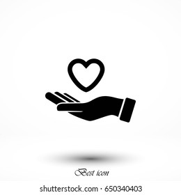 hands of the heart icon, flat design best vector icon