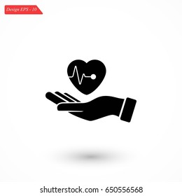 hands of the heart icon, flat design best vector icon
